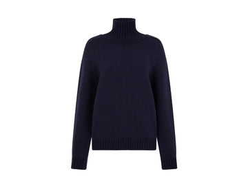 FANØ NAVY HIGH NECK SWEATER