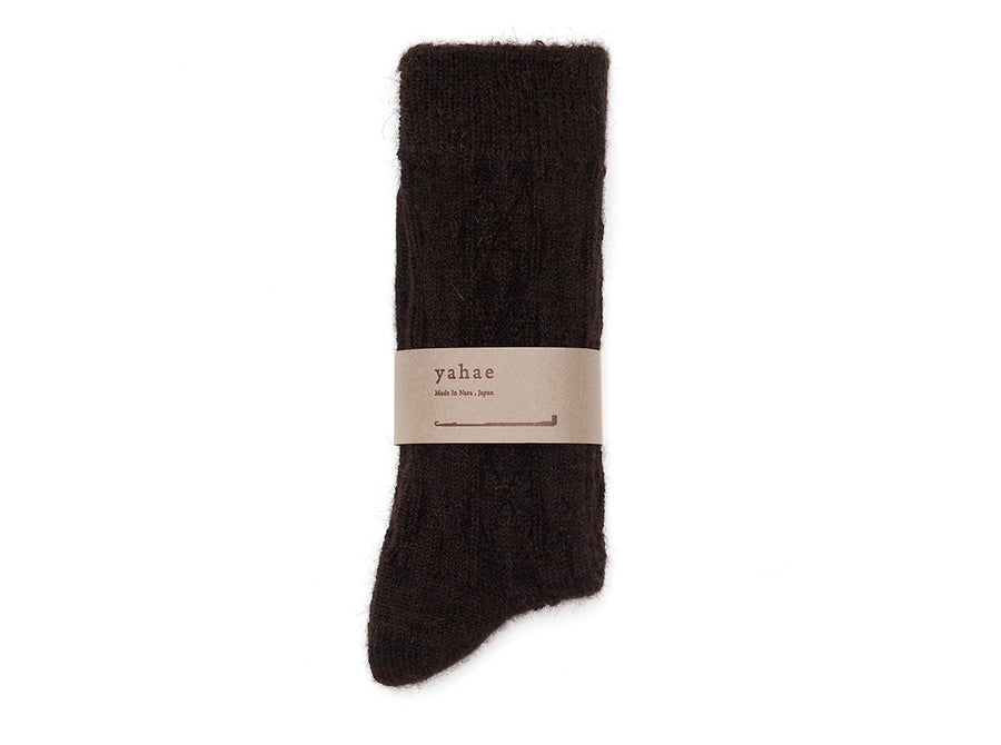Dark Brown Alpaca Cable Socks