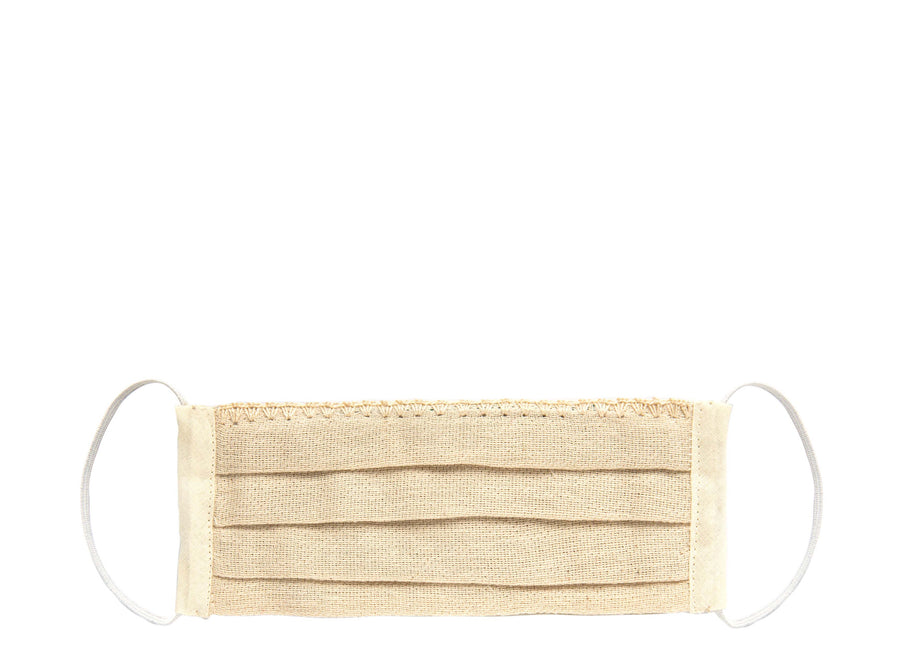 Natural Embroidered Border Face Mask